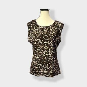 Womens Candy Couture Animal Print Hi Low Top L
